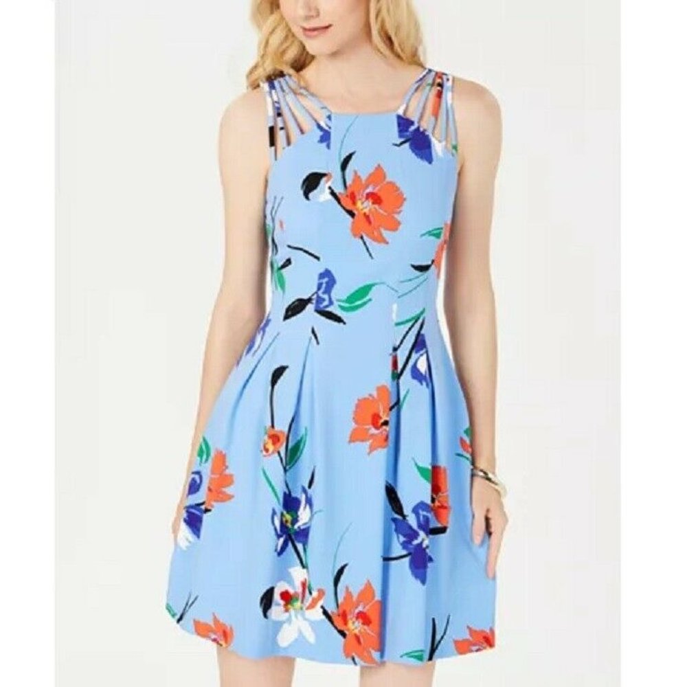 Vince Camuto 16 Blue Floral Halter Dress